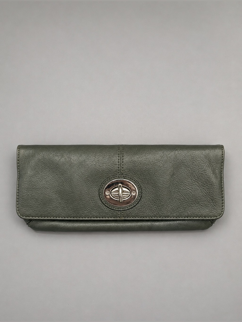 Vintage DANIER Genuine Leather Clutch, Olive Green